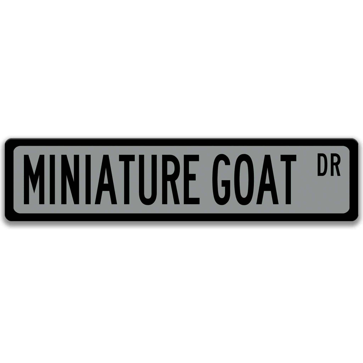 Miniature goat metal street sign with black goat silhouette, customizable background color, heavy gauge aluminum