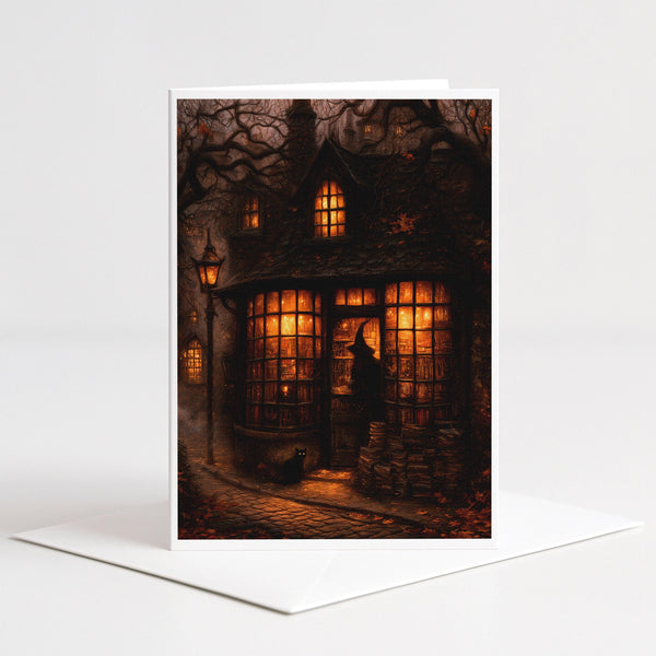 Haunted Bookshop Witch Blank Note Card