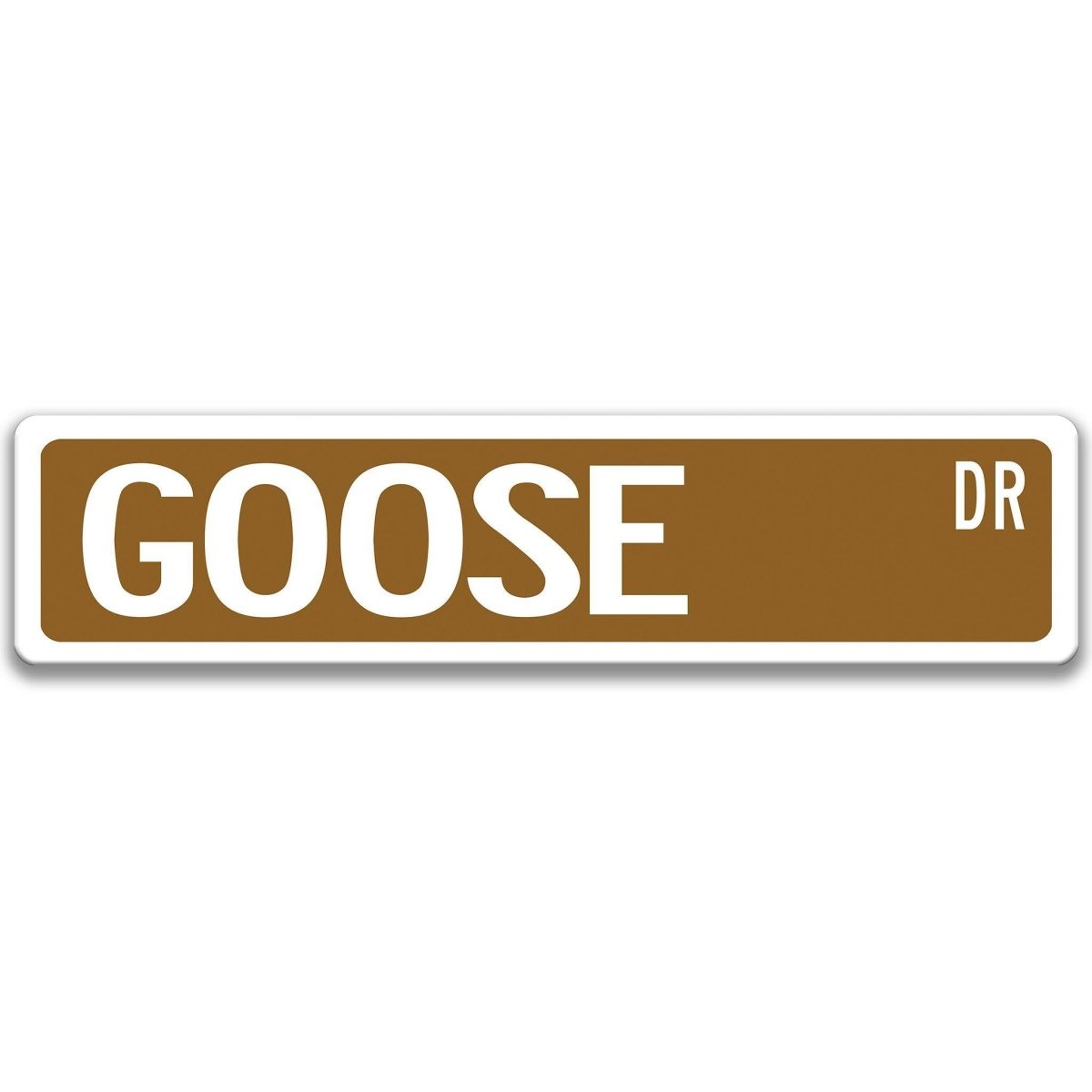 Goose metal street sign with black goose silhouette, customizable background color, heavy gauge aluminum