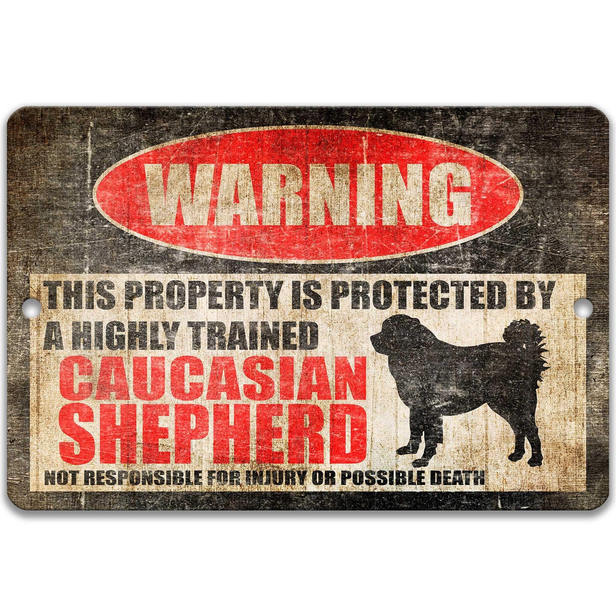 Caucasian Shepherd Dog Warning Sign - Property Protected by a Highly Trained DogDesigns by Linda Nee