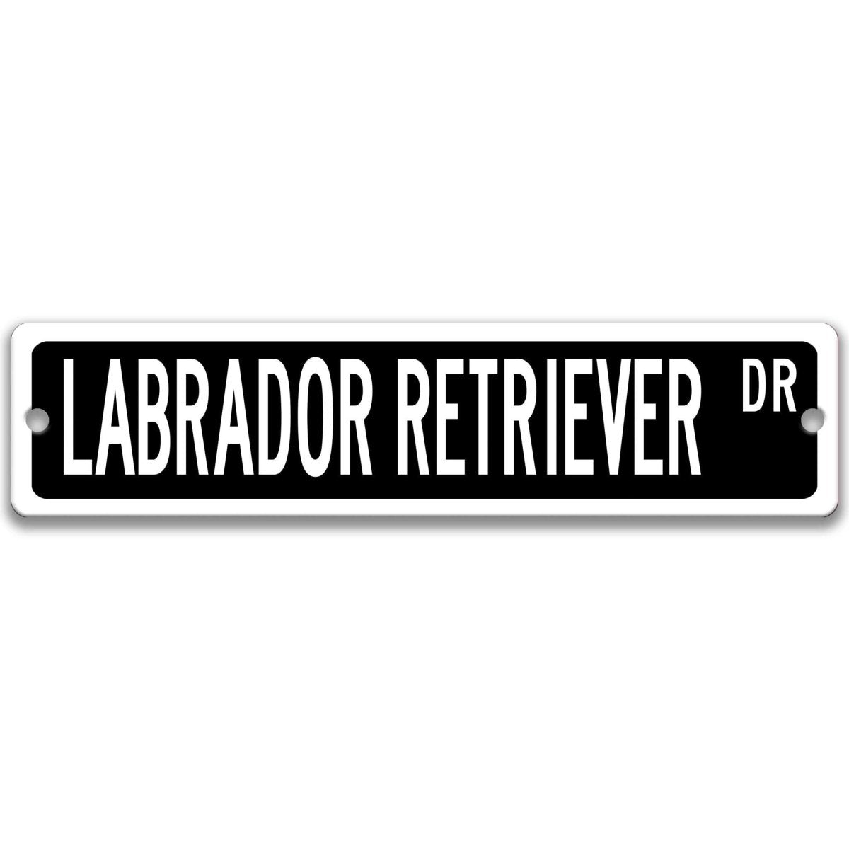 Green Labrador Retriever DR aluminum street sign with white lettering
