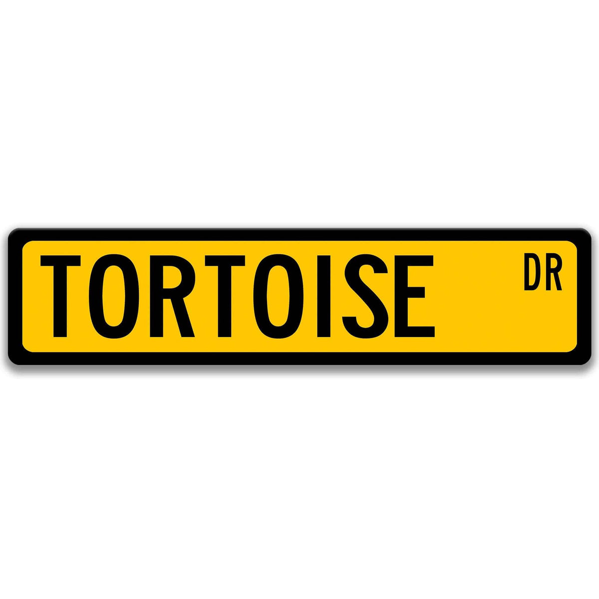Tortoise Street Name metal sign with yellow background