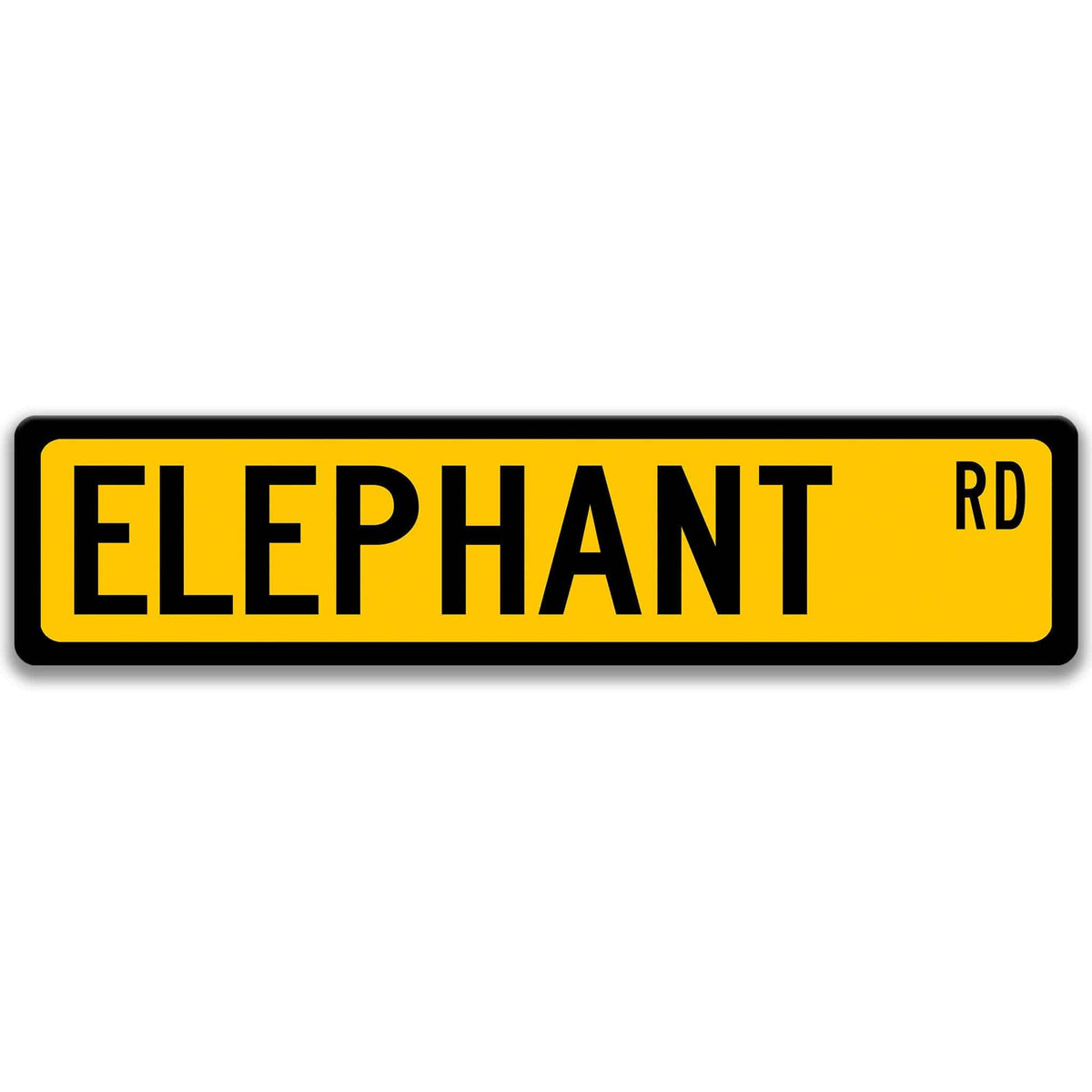 Elephant metal street sign in yellow background