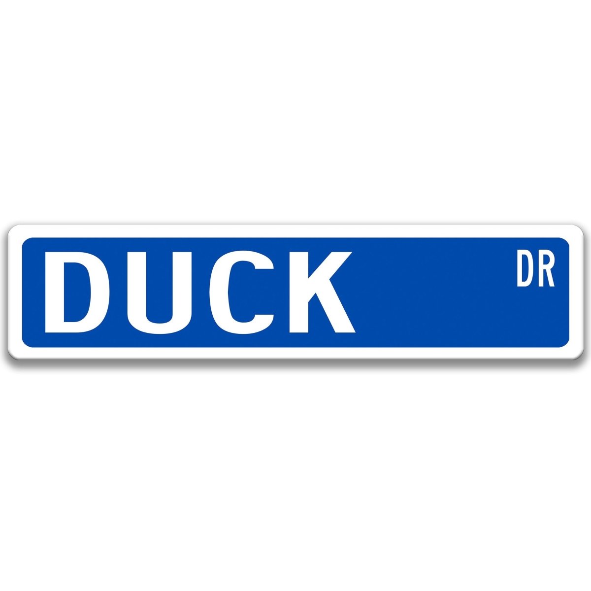 Duck metal street sign with black duck silhouette, customizable background color, heavy gauge aluminum