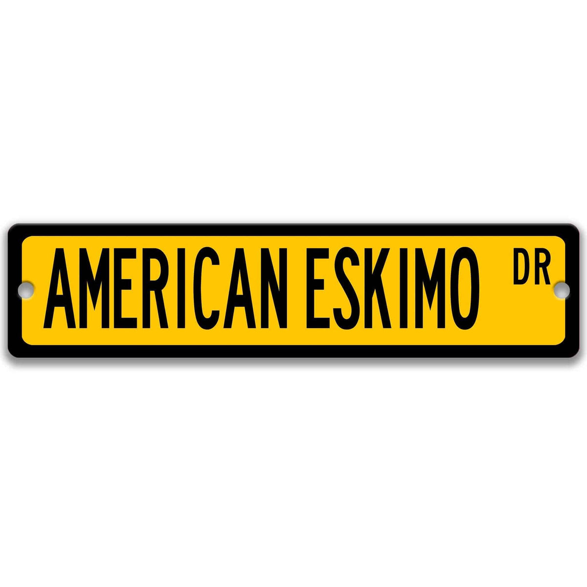 Blue American Eskimo DR aluminum street sign with white lettering