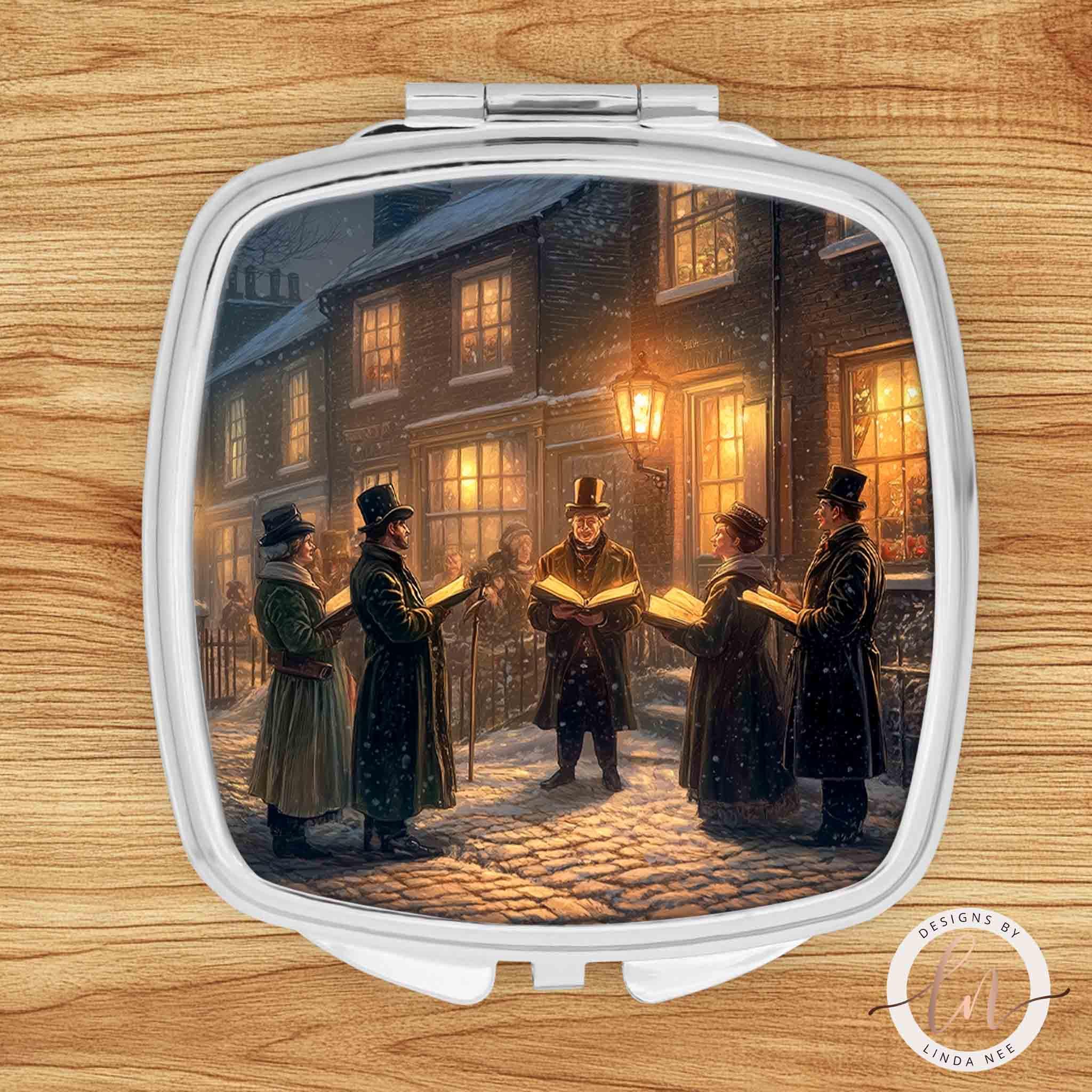 Christmas Carolers Compact Mirror - Christian Gift