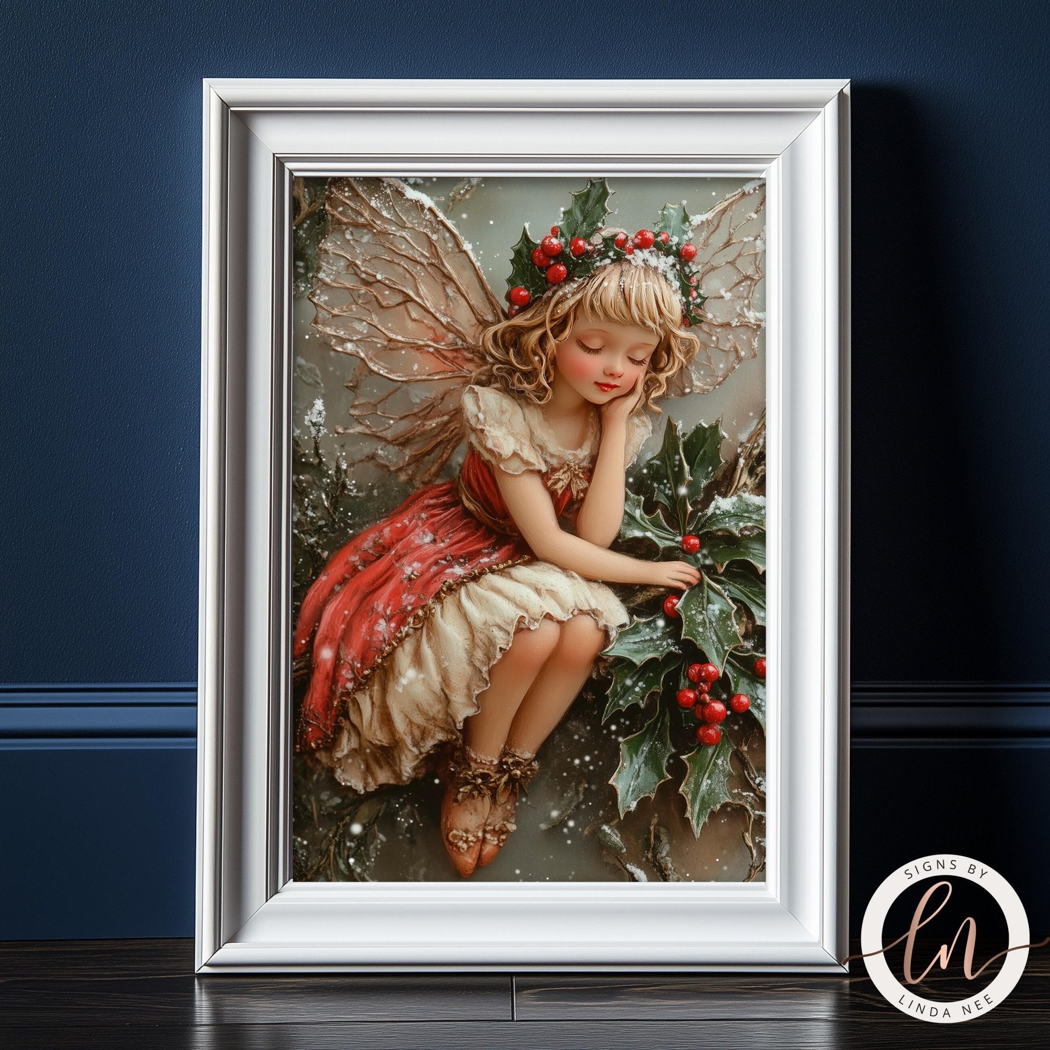 Winter Fairy Christmas Wall Art Print – Holiday Magic Art