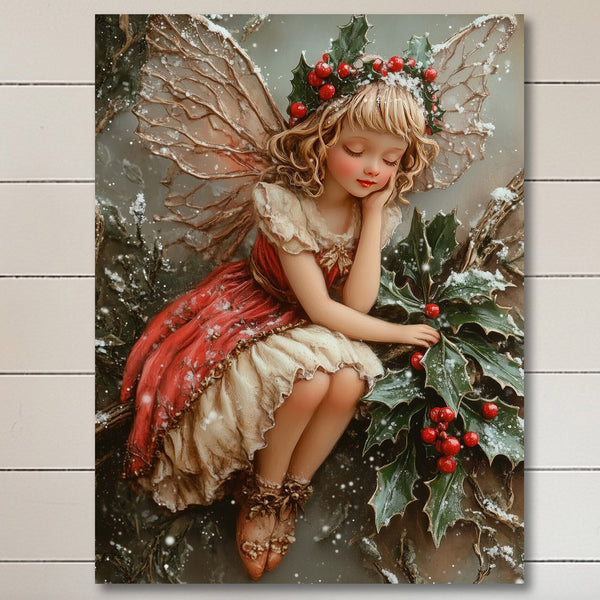 Winter Fairy Christmas Wall Art Print – Holiday Magic Art