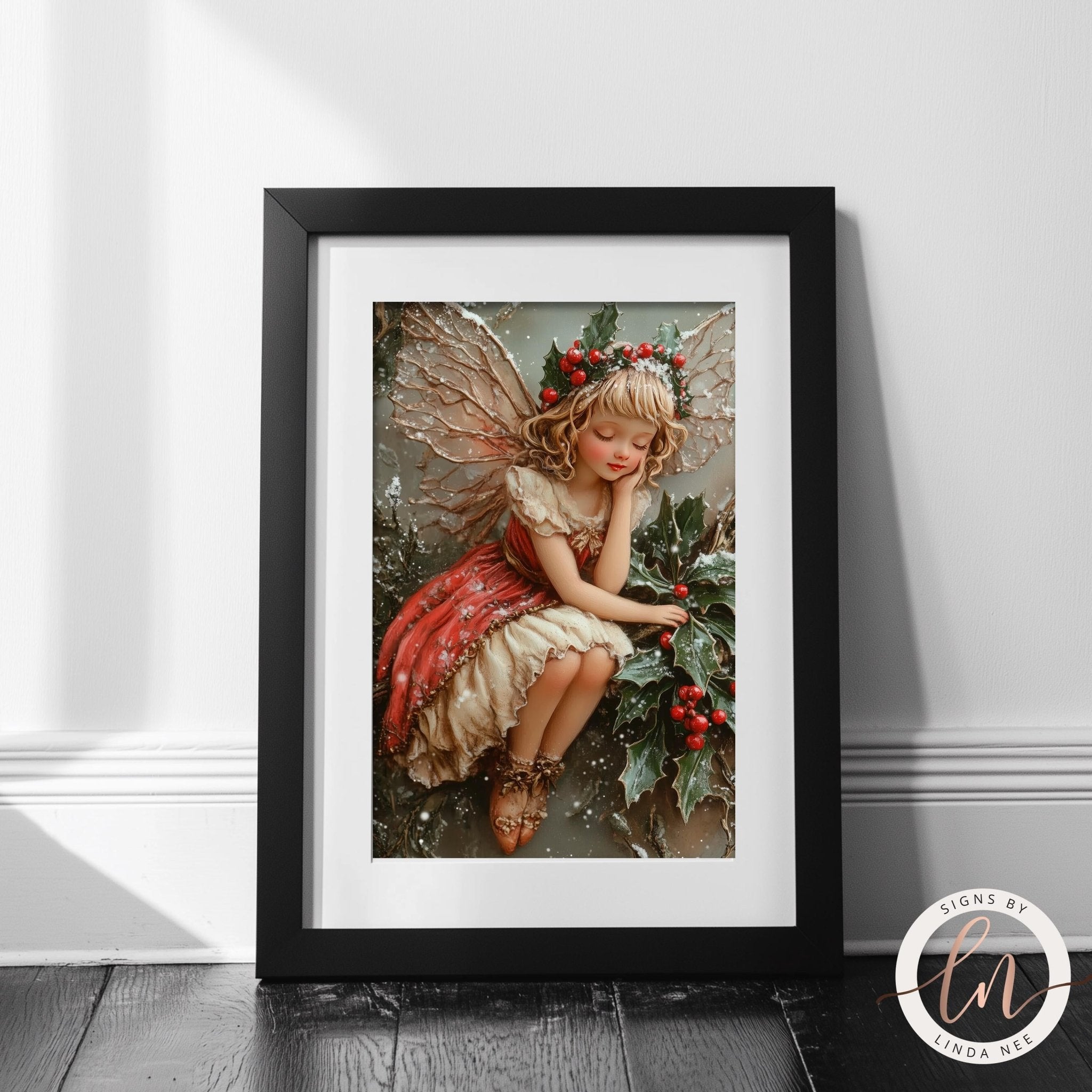 Winter Fairy Christmas Wall Art Print – Holiday Magic Art