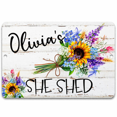 Custom Floral She Shed Metal Sign