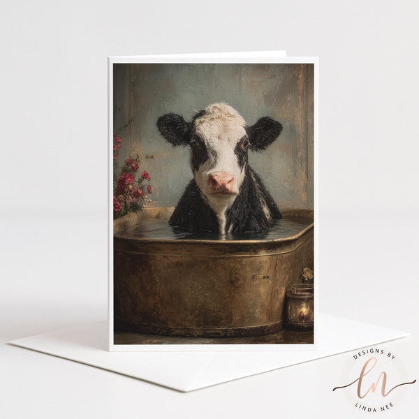 Cute Cow Farmhouse Greeting Card