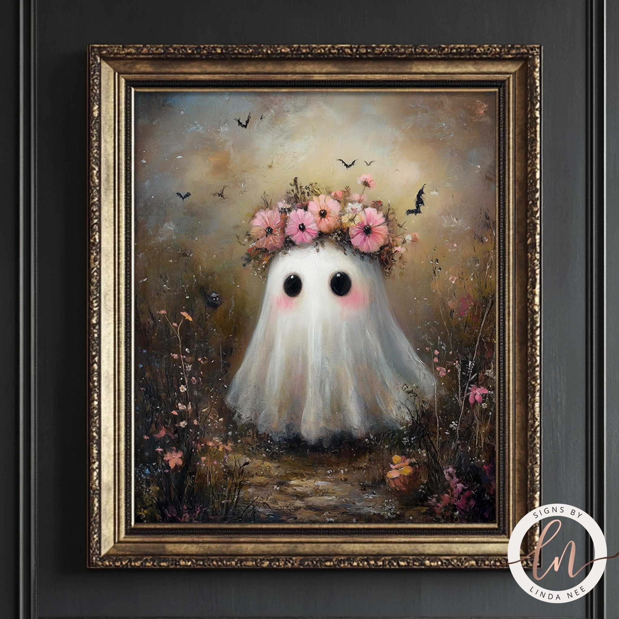 Cute Ghost Flower Art Print