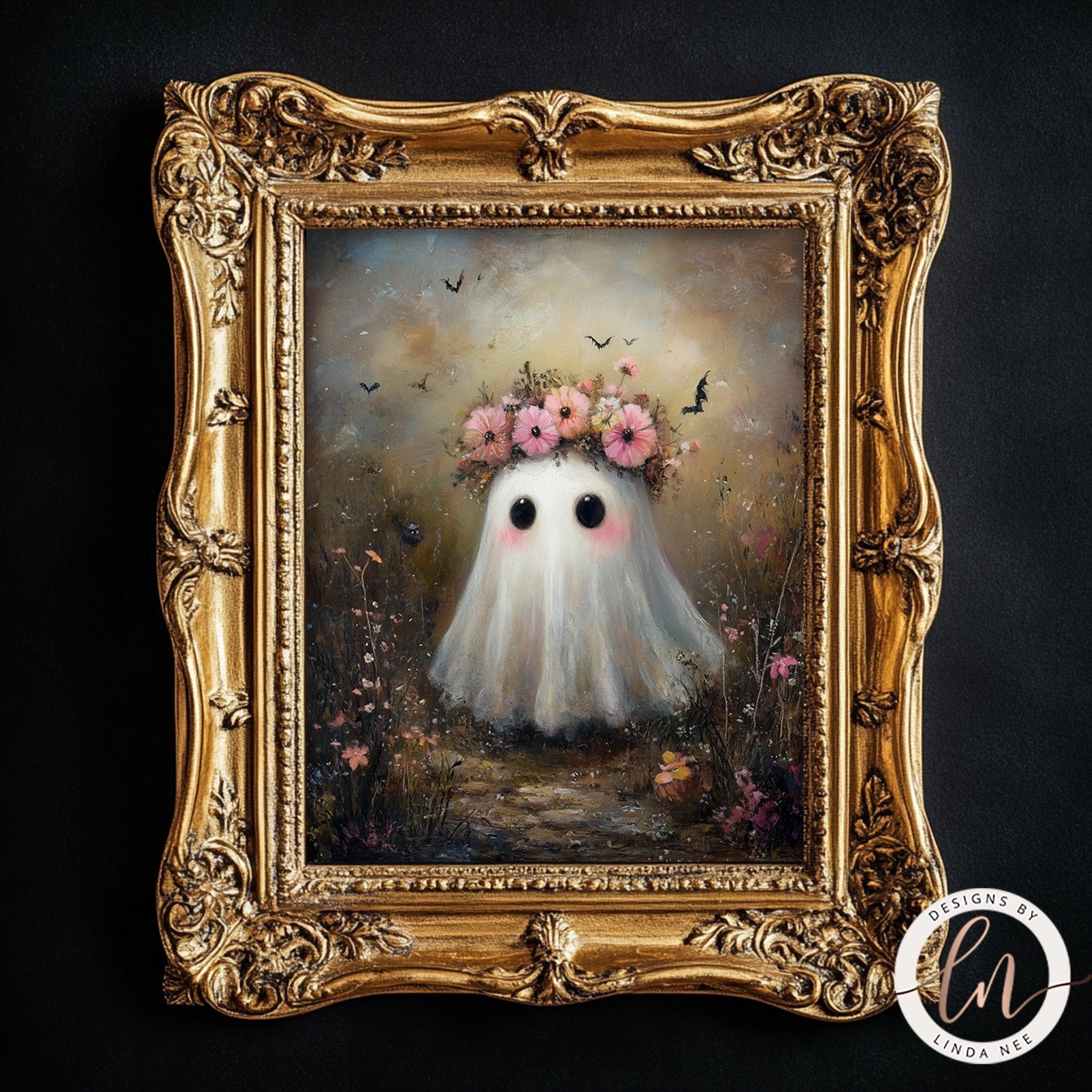Cute Ghost Flower Art Print