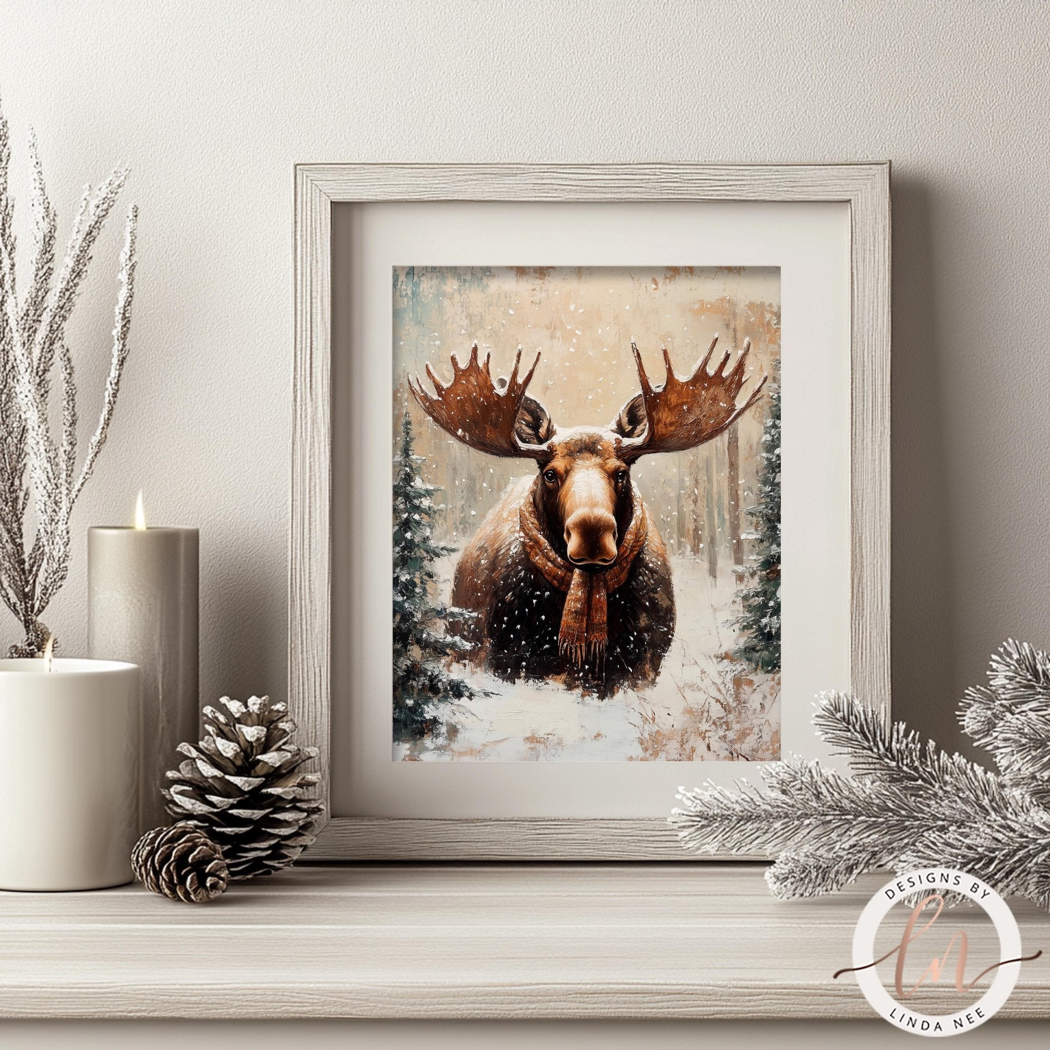 Cute Winter Moose Woodland Animalsadorable kids art