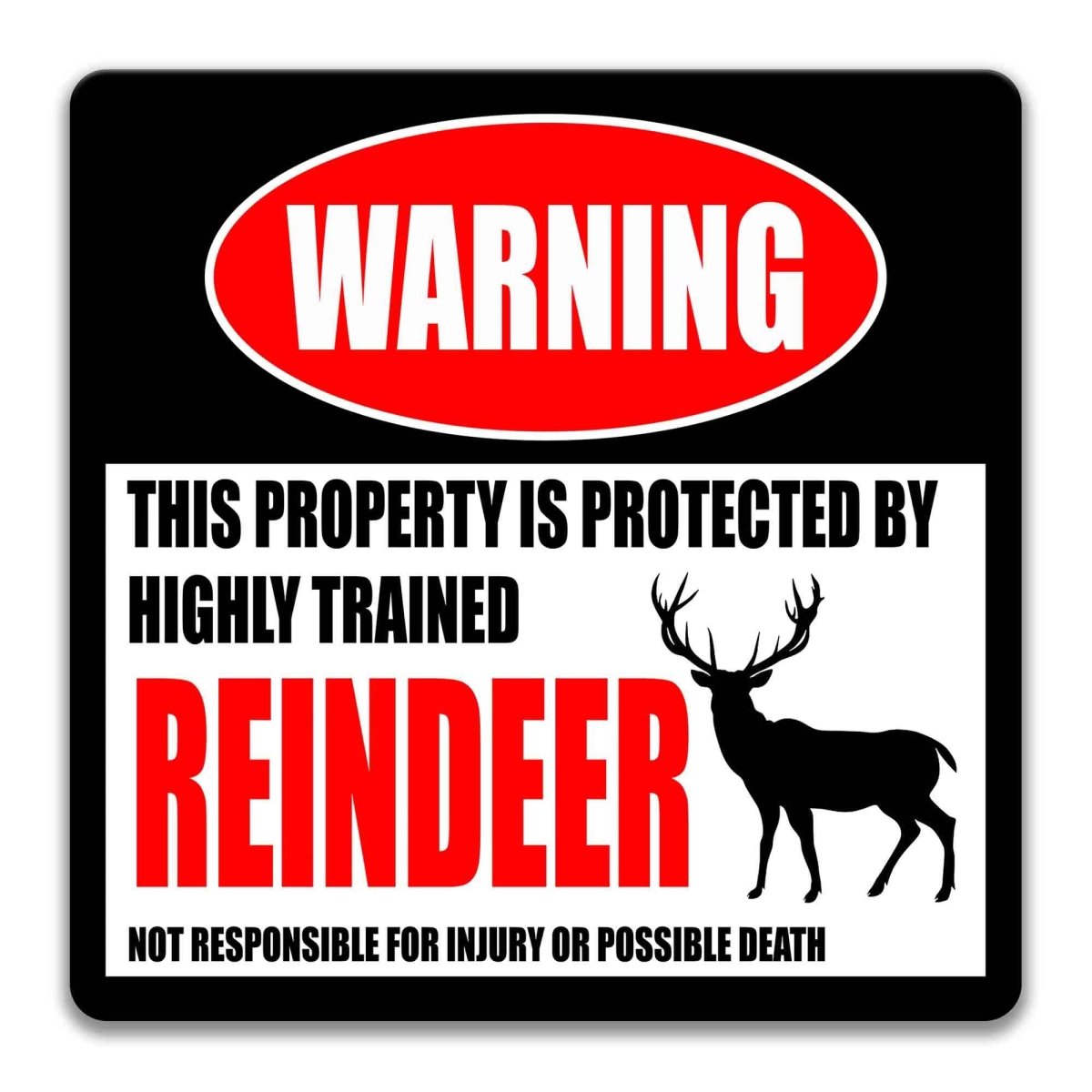 Rustic Reindeer Metal Warning Sign