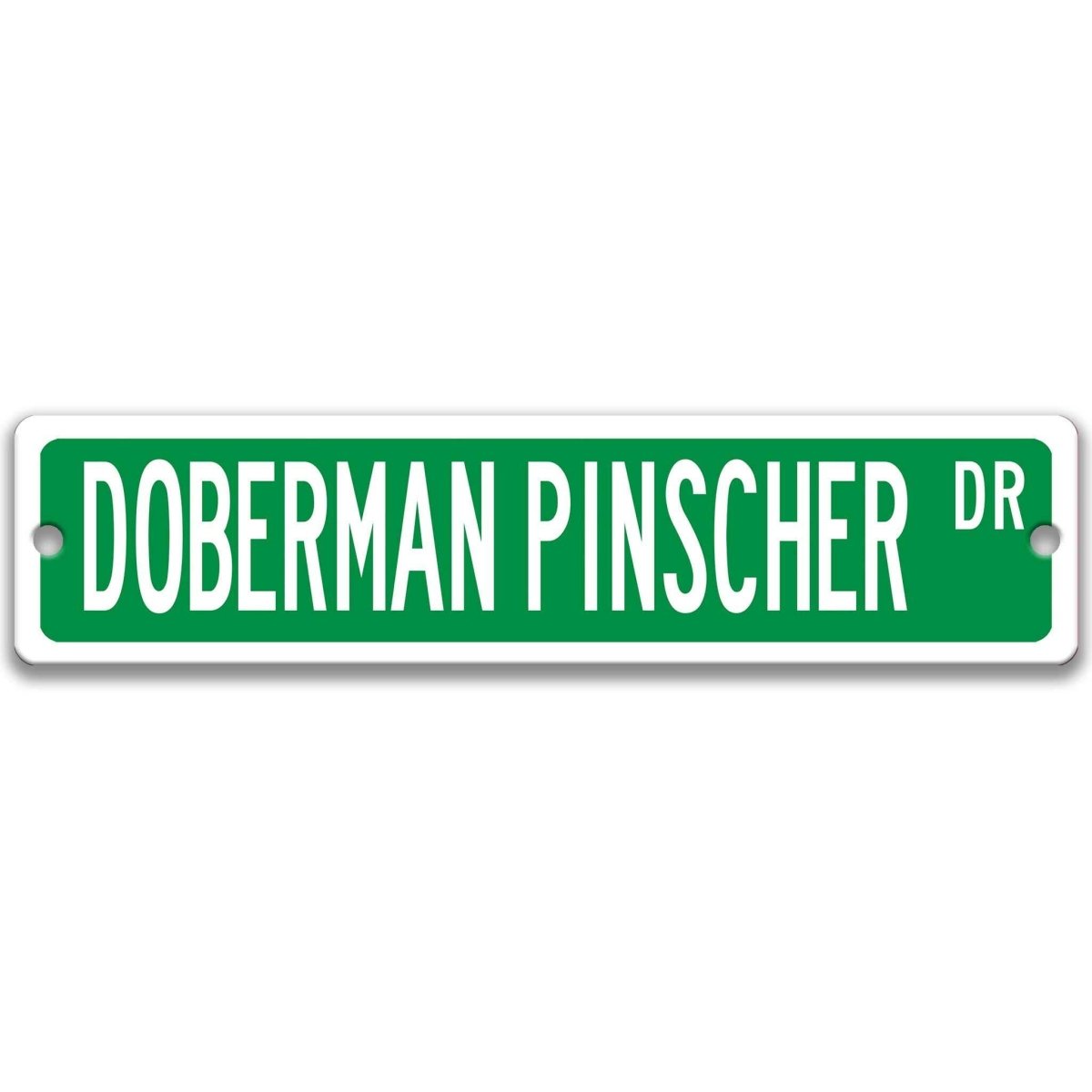 Gray Doberman Pinscher DR aluminum street sign with black lettering