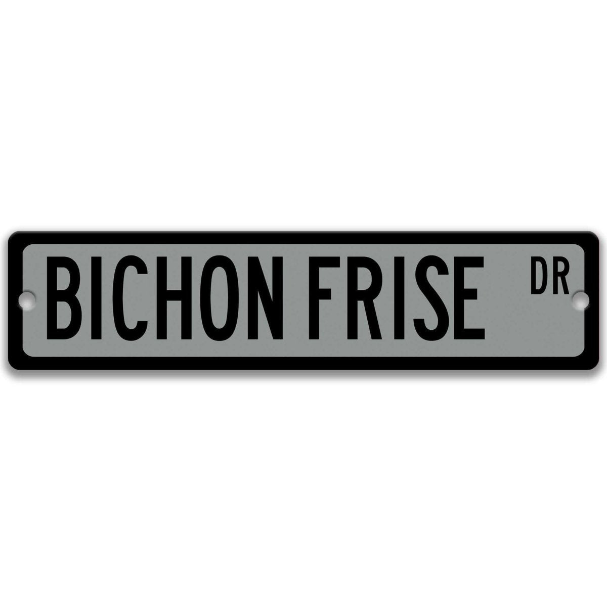 Black Bichon Frise DR aluminum street sign with white lettering