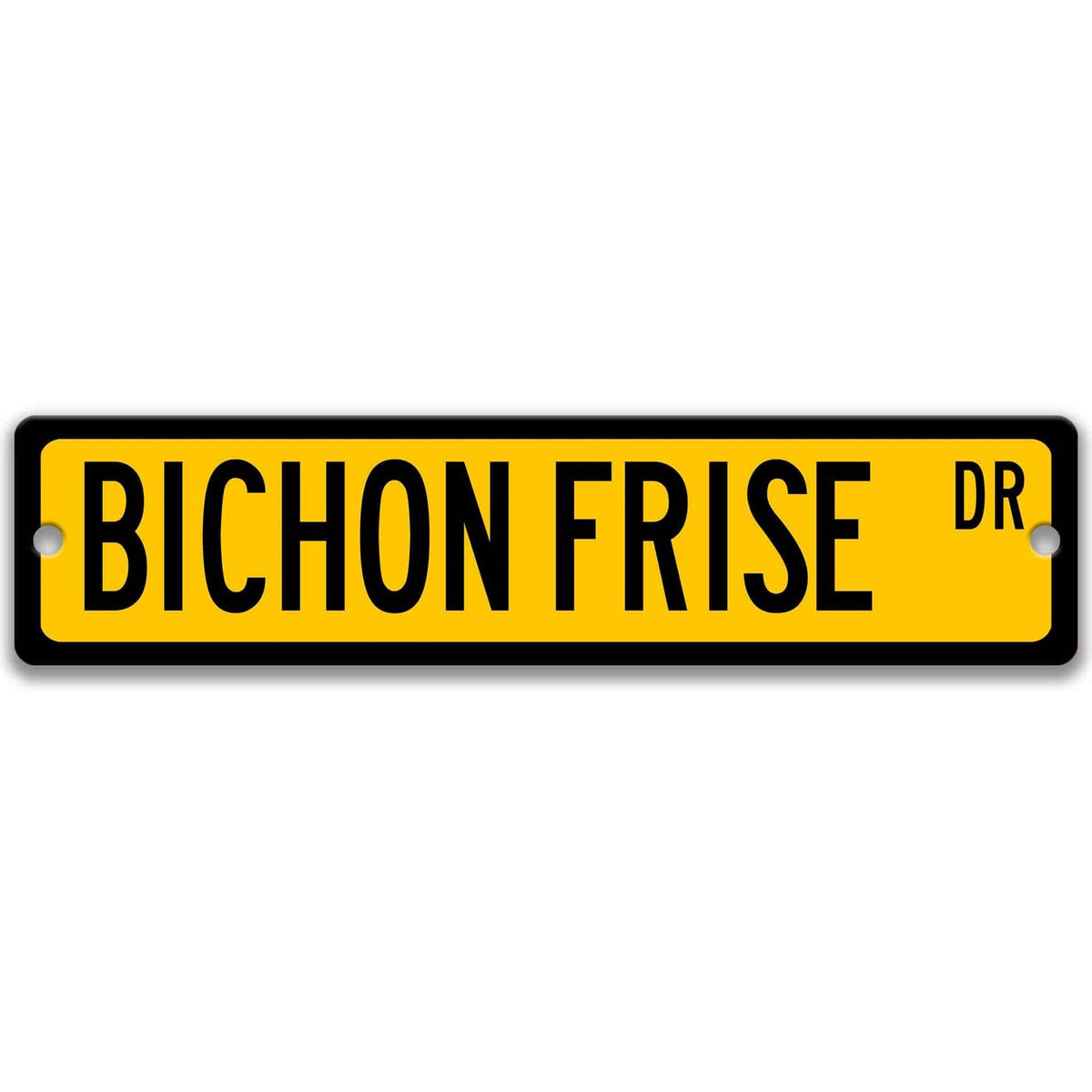 Red Bichon Frise DR aluminum street sign with white lettering
