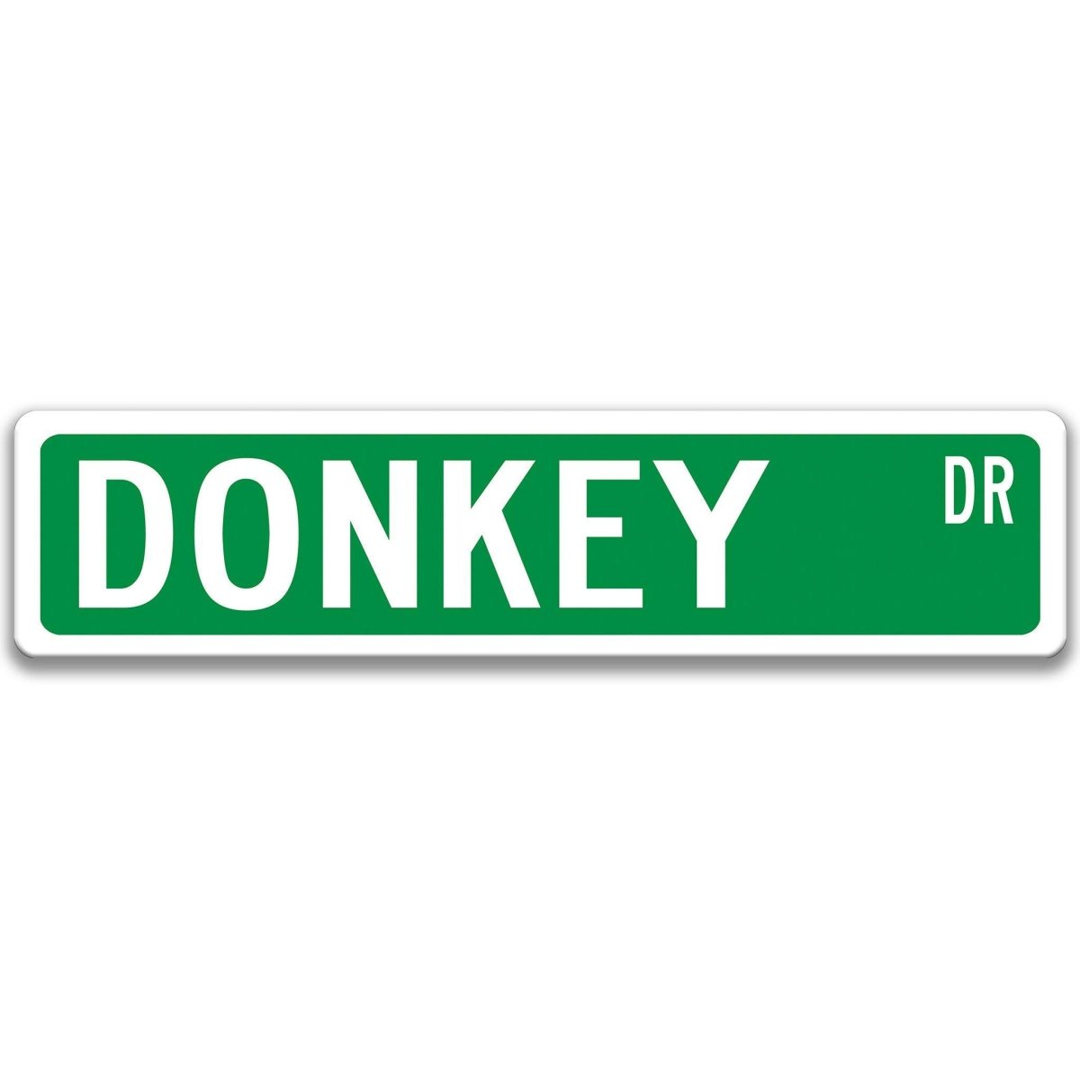Donkey metal street sign with black donkey silhouette, customizable background color, heavy gauge aluminum
