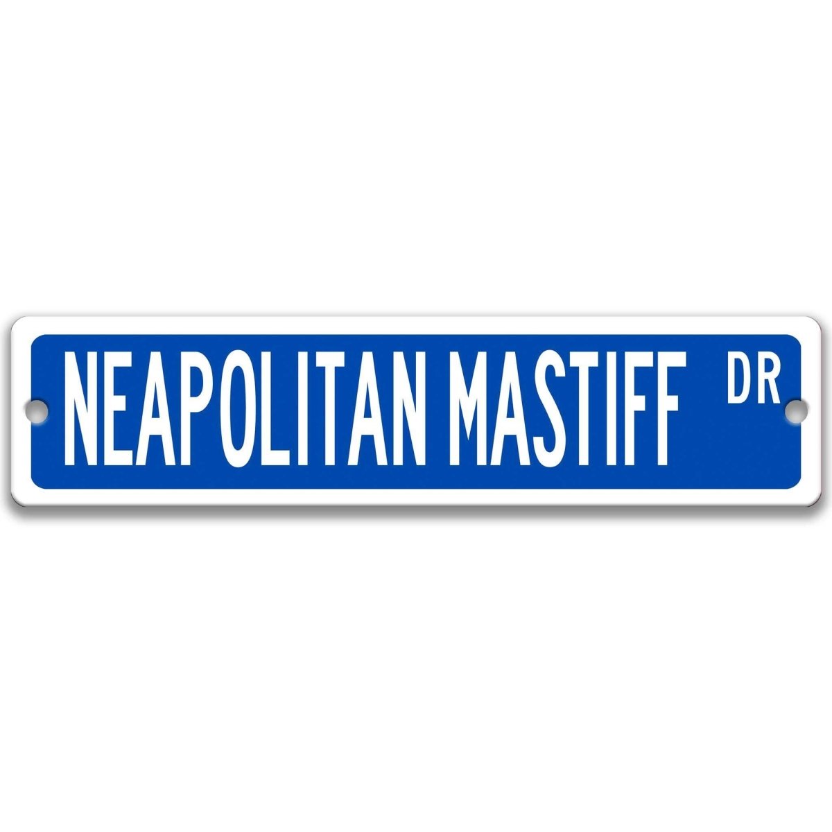 Yellow Neapolitan Mastiff DR aluminum street sign with black lettering