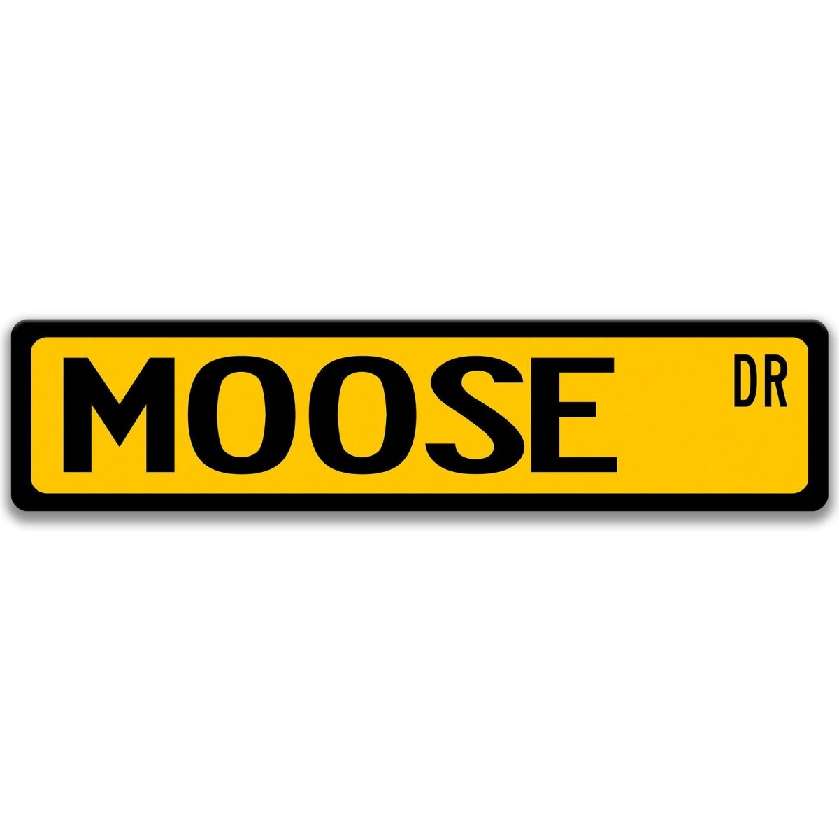 Moose metal street sign in yellow background