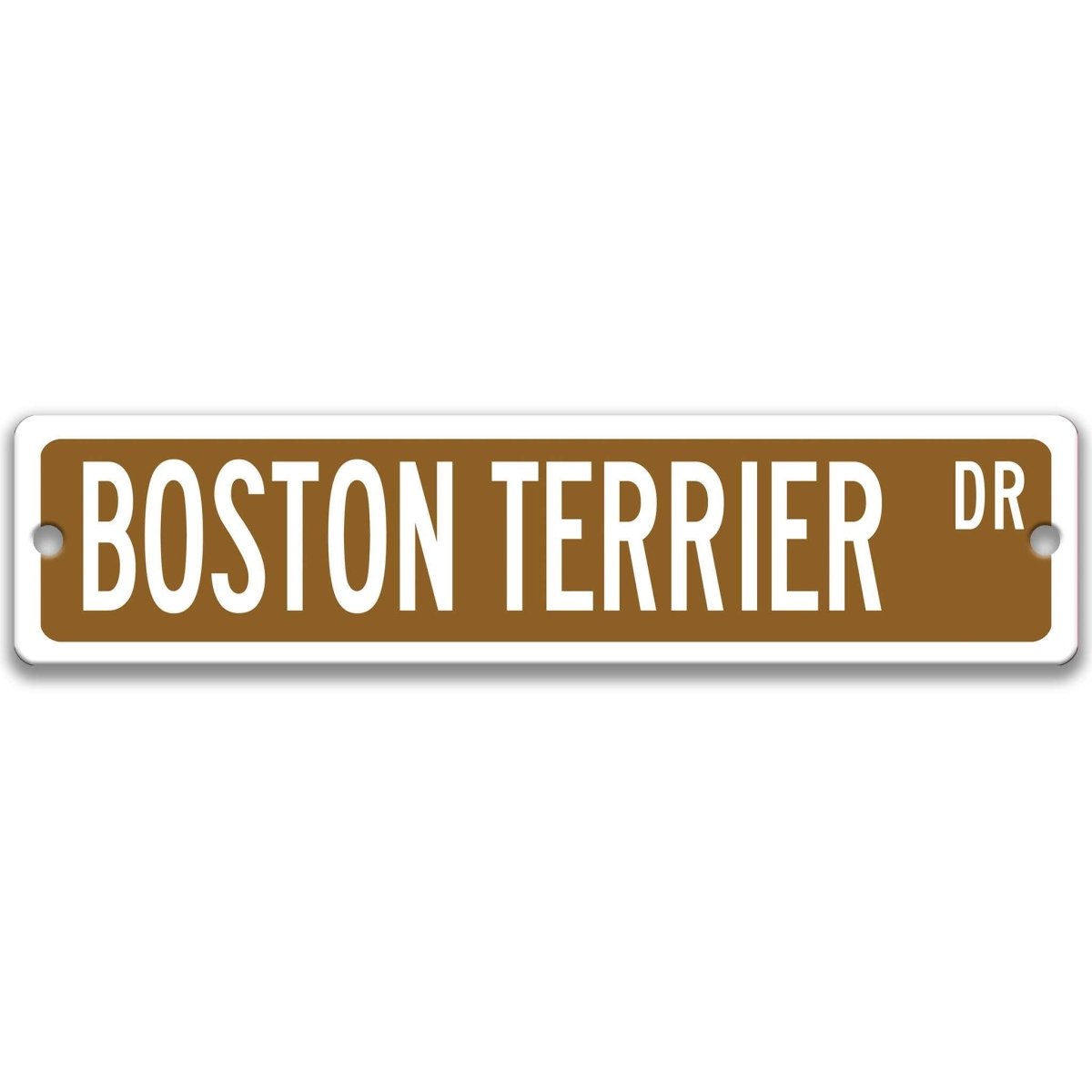 Red Boston Terrier DR aluminum street sign with white lettering
