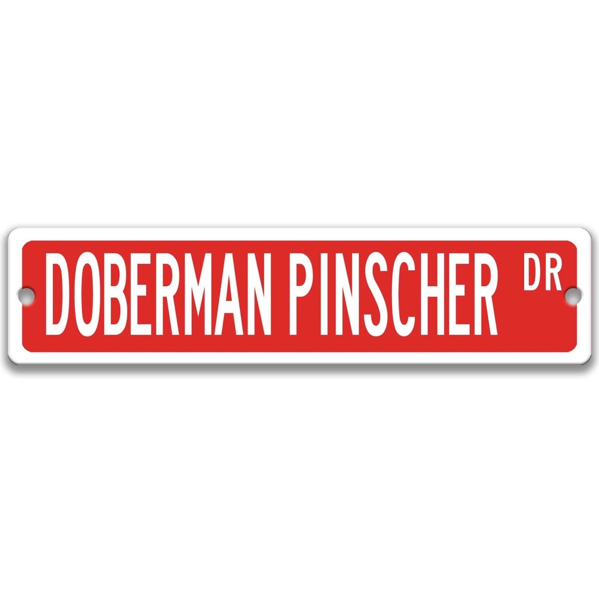 Blue Doberman Pinscher DR aluminum street sign with white lettering
