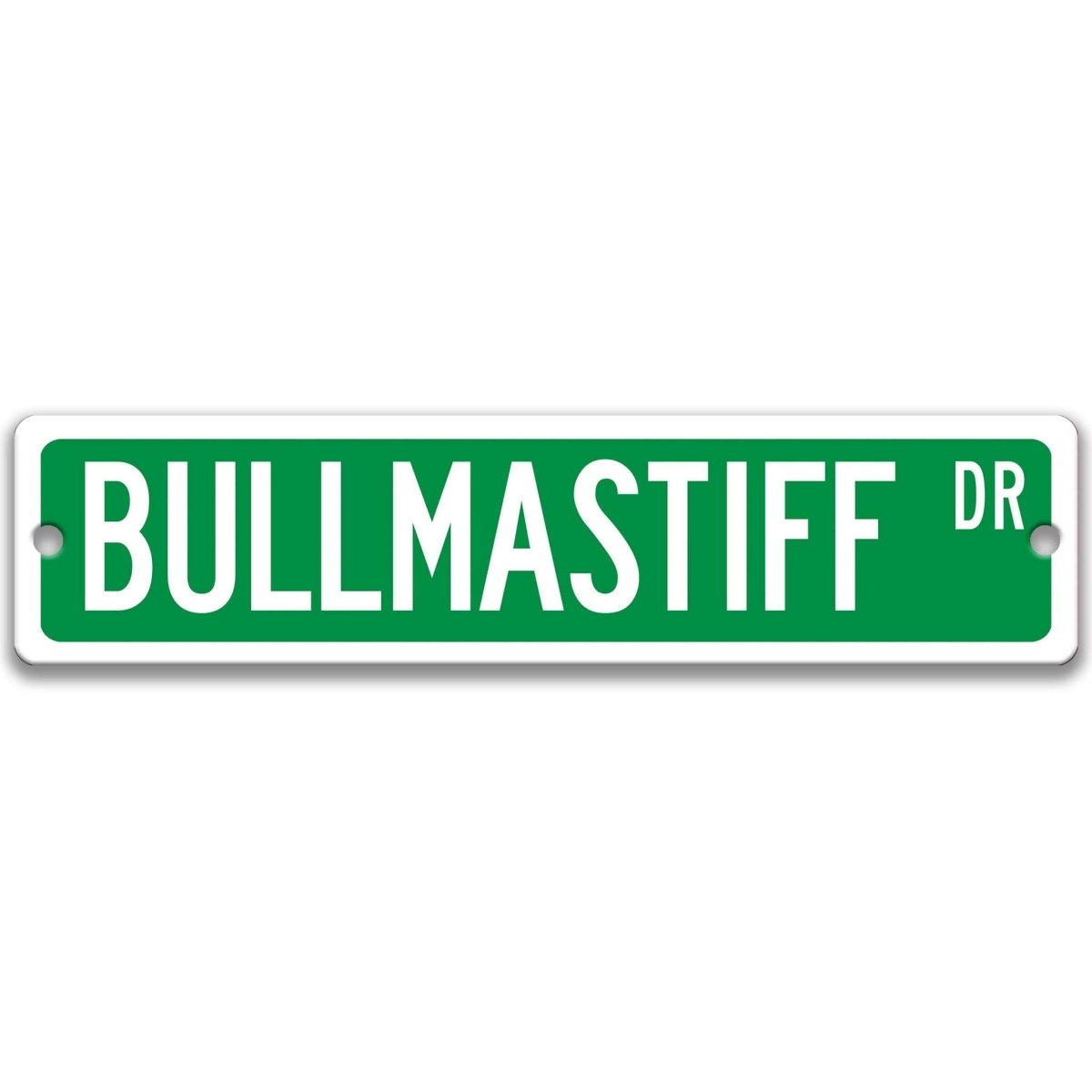 Black Bullmastiff DR aluminum street sign with white lettering