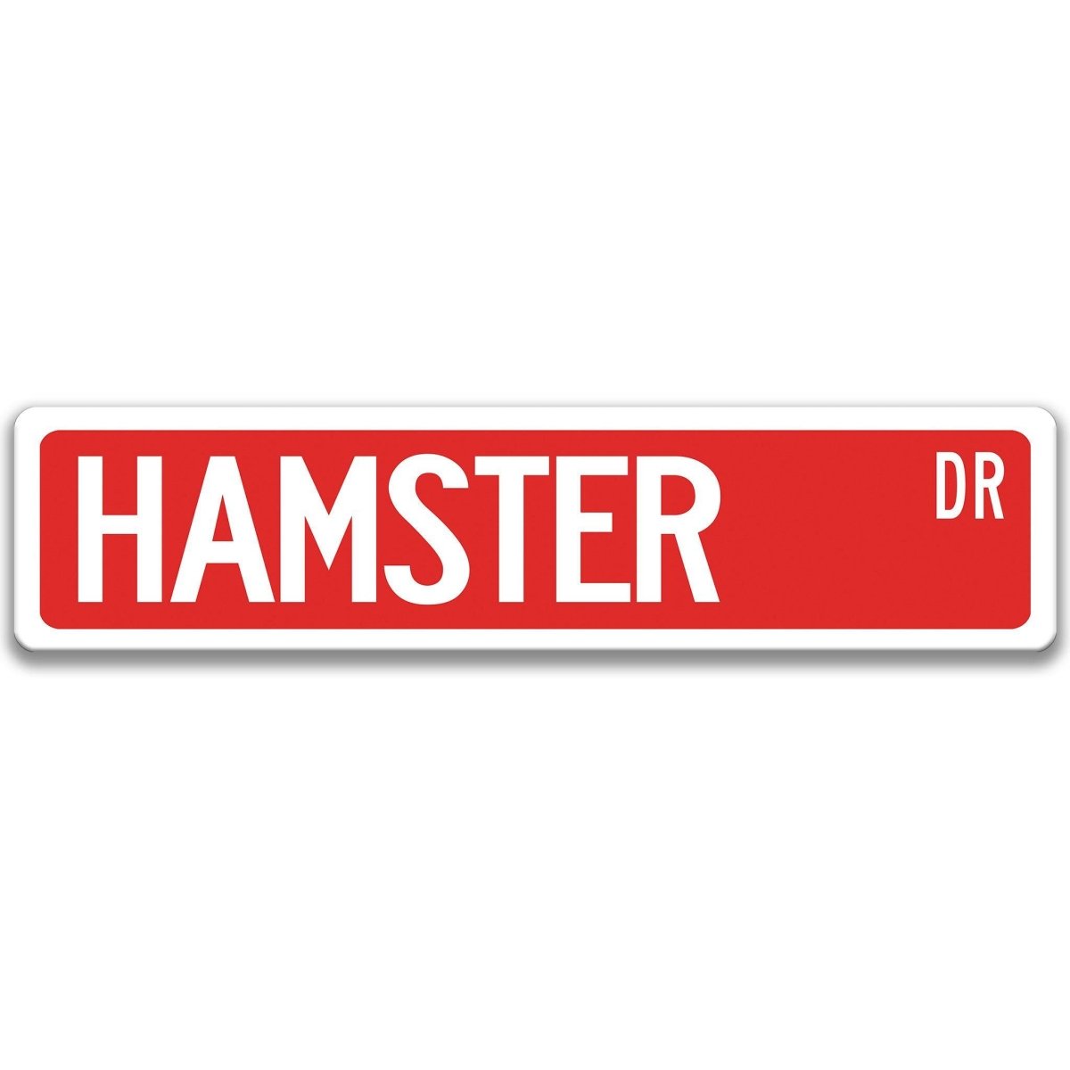 Hamster Street Name metal sign with red background