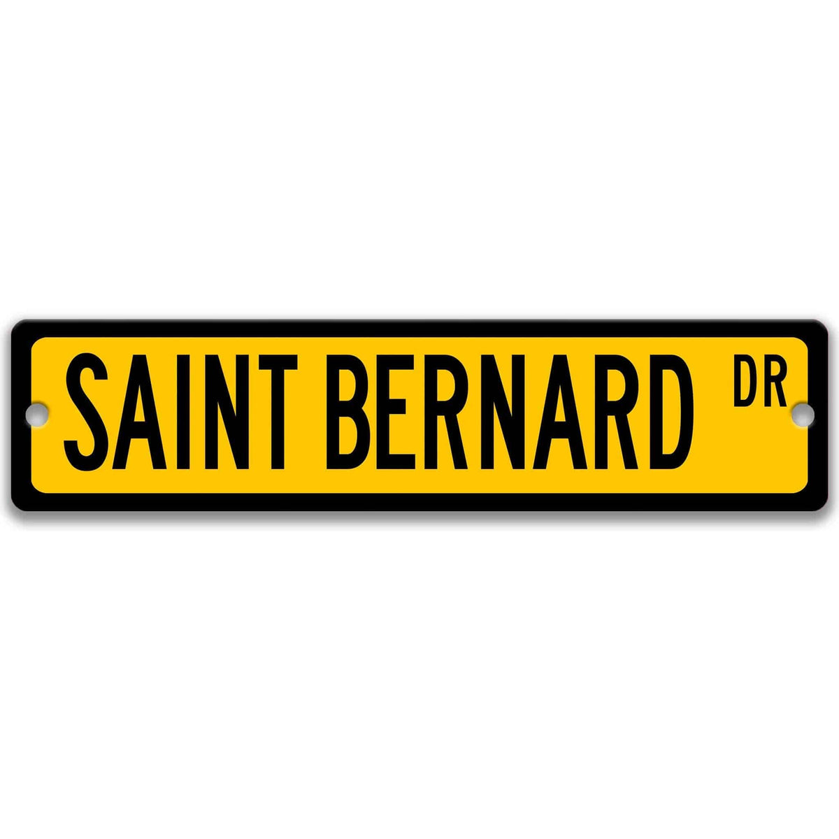 Blue Saint Bernard DR aluminum street sign with white lettering