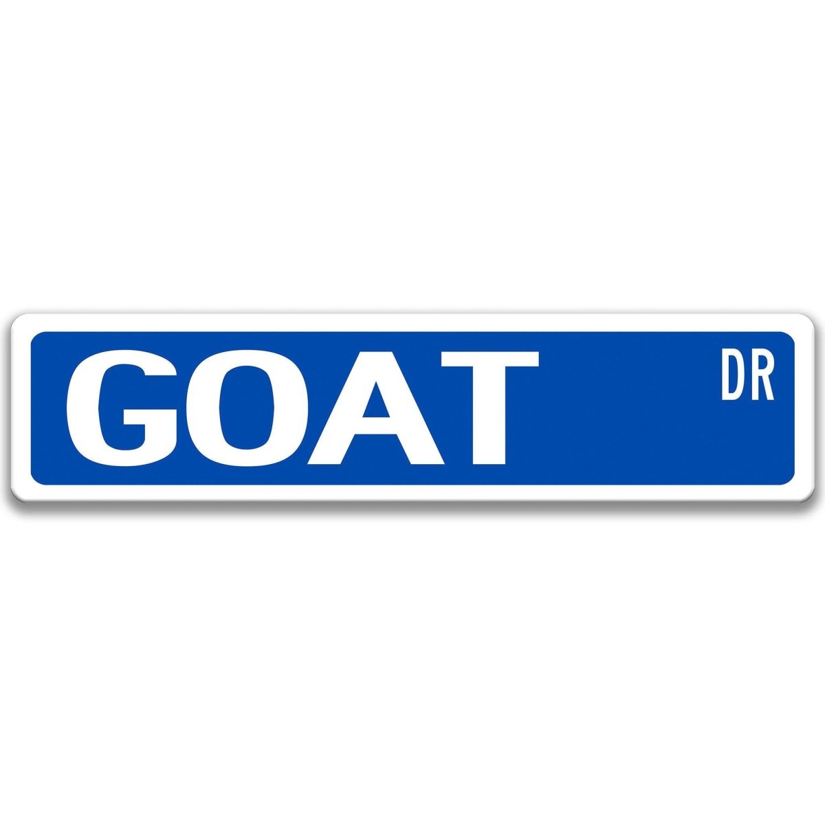 Goat metal street sign with black goat silhouette, customizable background color, heavy gauge aluminum