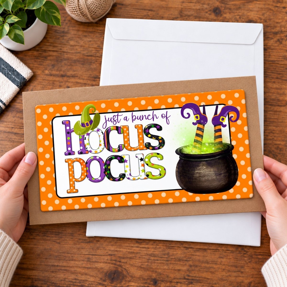 Just a Bunch of Hocus Pocus sign held in hand to show size