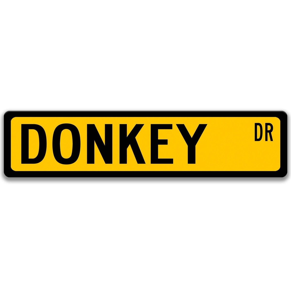 Donkey metal street sign with black donkey silhouette, customizable background color, heavy gauge aluminum