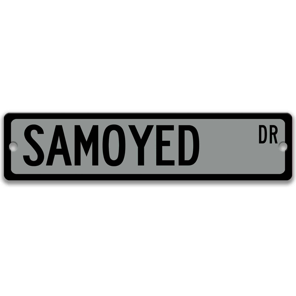 Brown Samoyed Dog DR aluminum street sign with white lettering