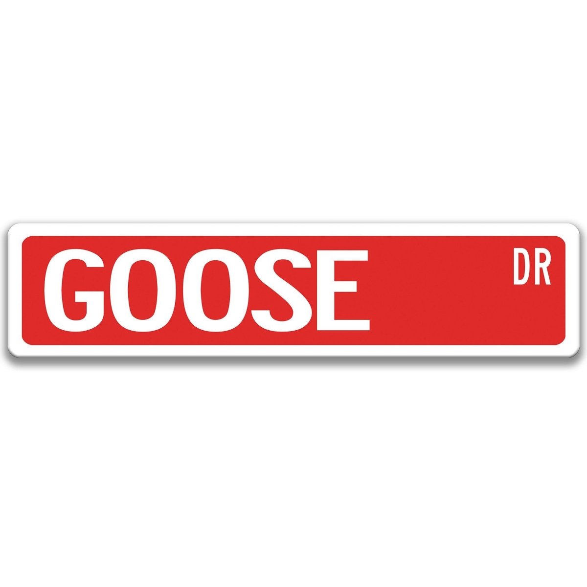 Goose metal street sign with black goose silhouette, customizable background color, heavy gauge aluminum
