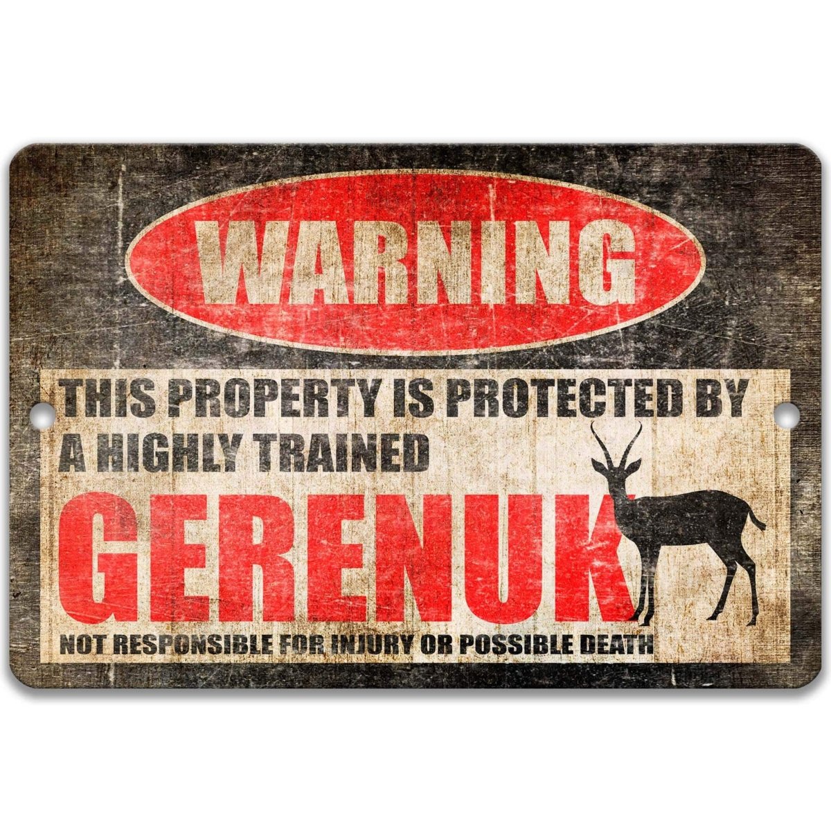 Gerenuk Area Warning Metal Sign