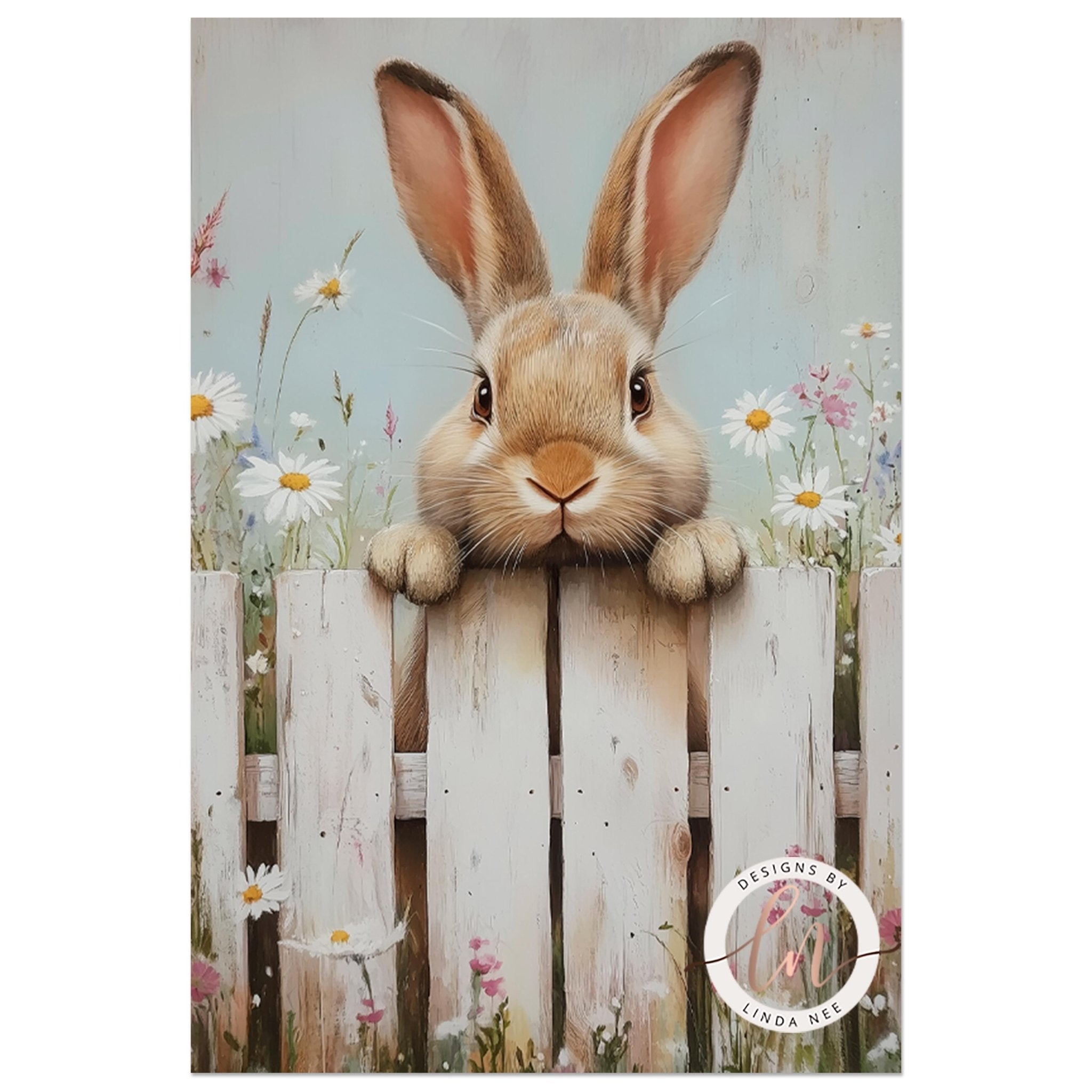Easter Bunny Print - Vintage Spring Farmhouse Wall Art
