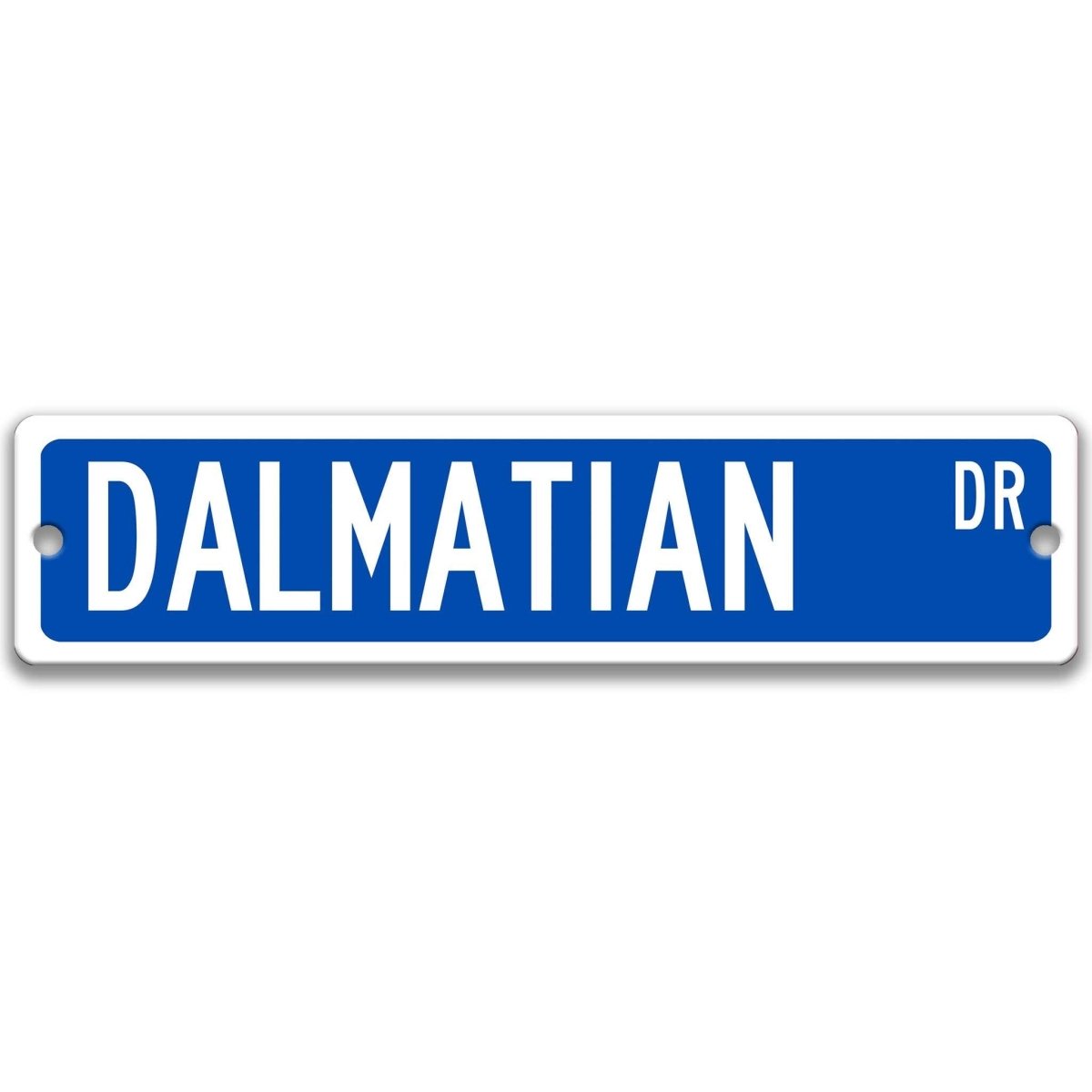 Black Dalmatian DR aluminum street sign with white lettering
