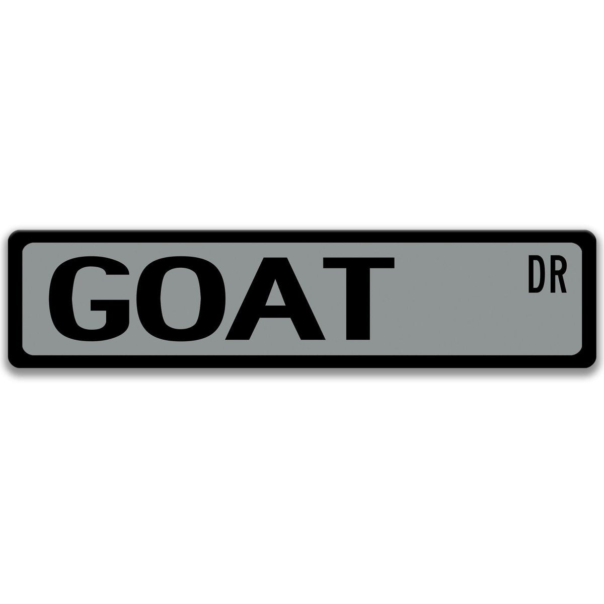 Goat metal street sign with black goat silhouette, customizable background color, heavy gauge aluminum