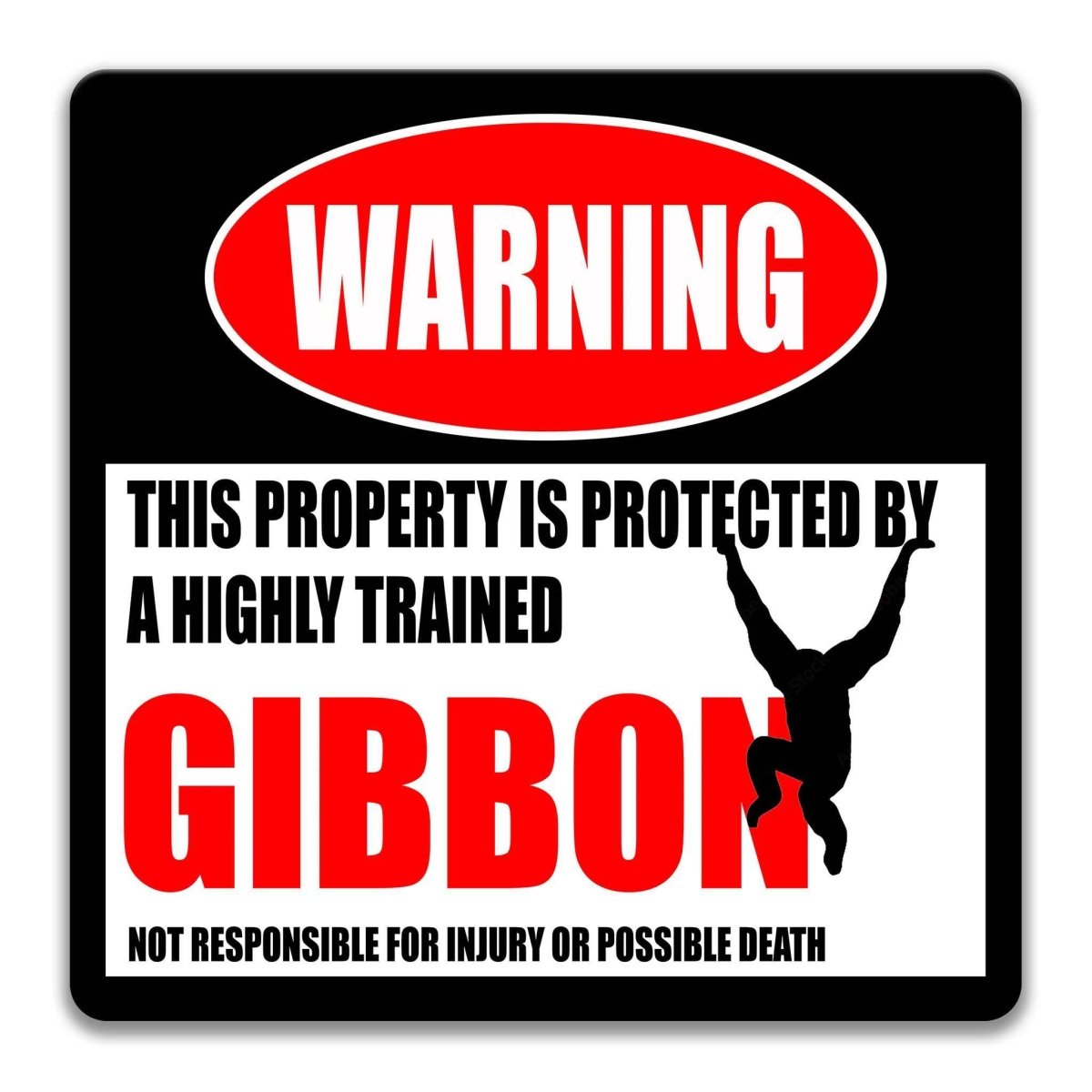 Gibbon Ape Warning Metal Sign