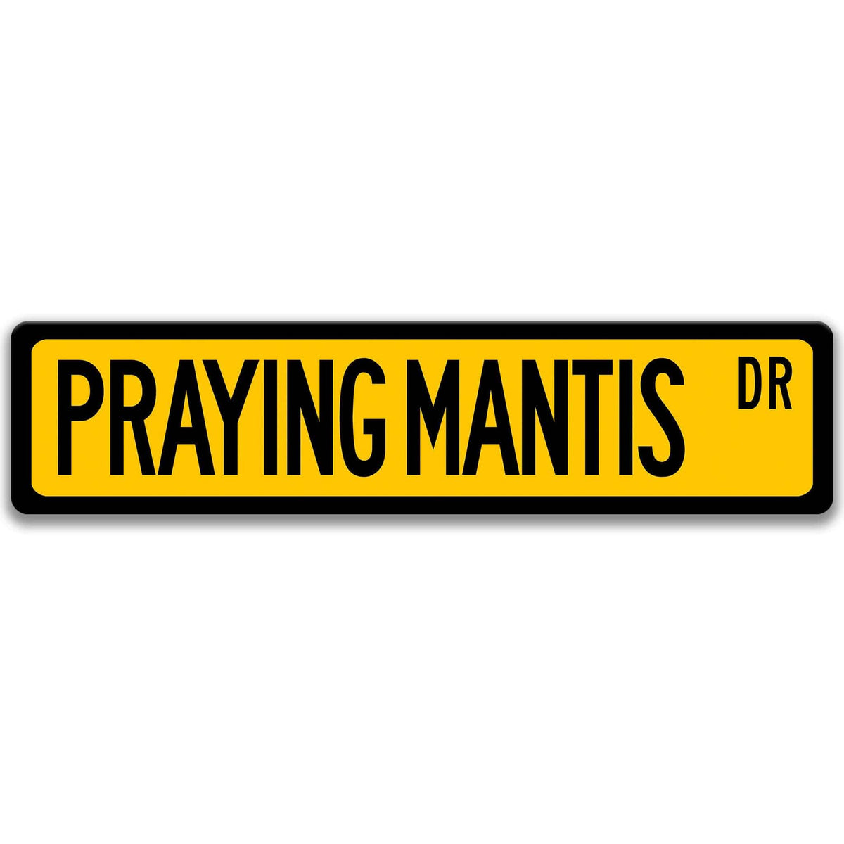 Blue Praying Mantis aluminum street sign with white lettering