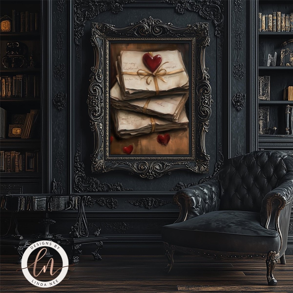 Love letters art print styled with candles and dried flowers