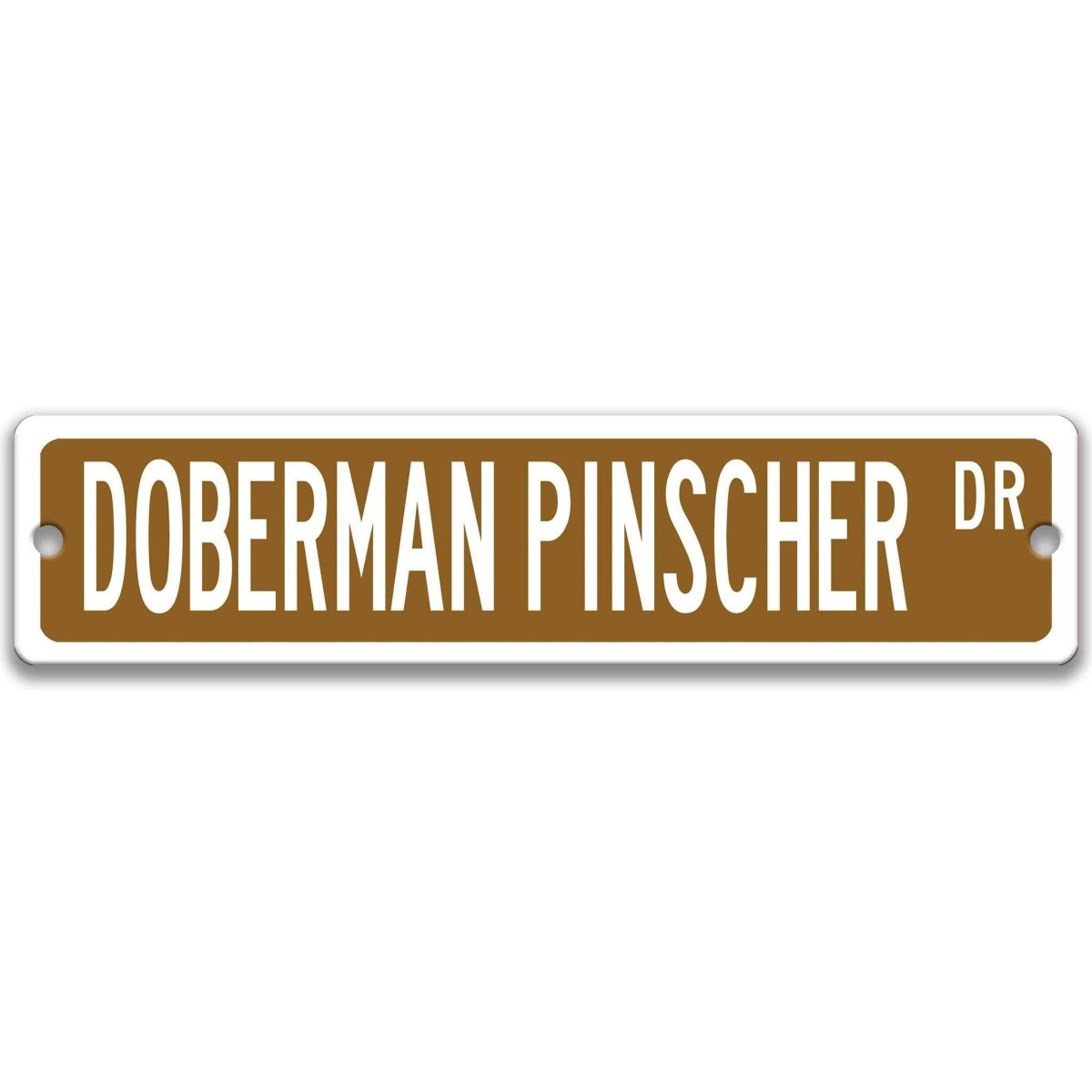 Red Doberman Pinscher DR aluminum street sign with white lettering