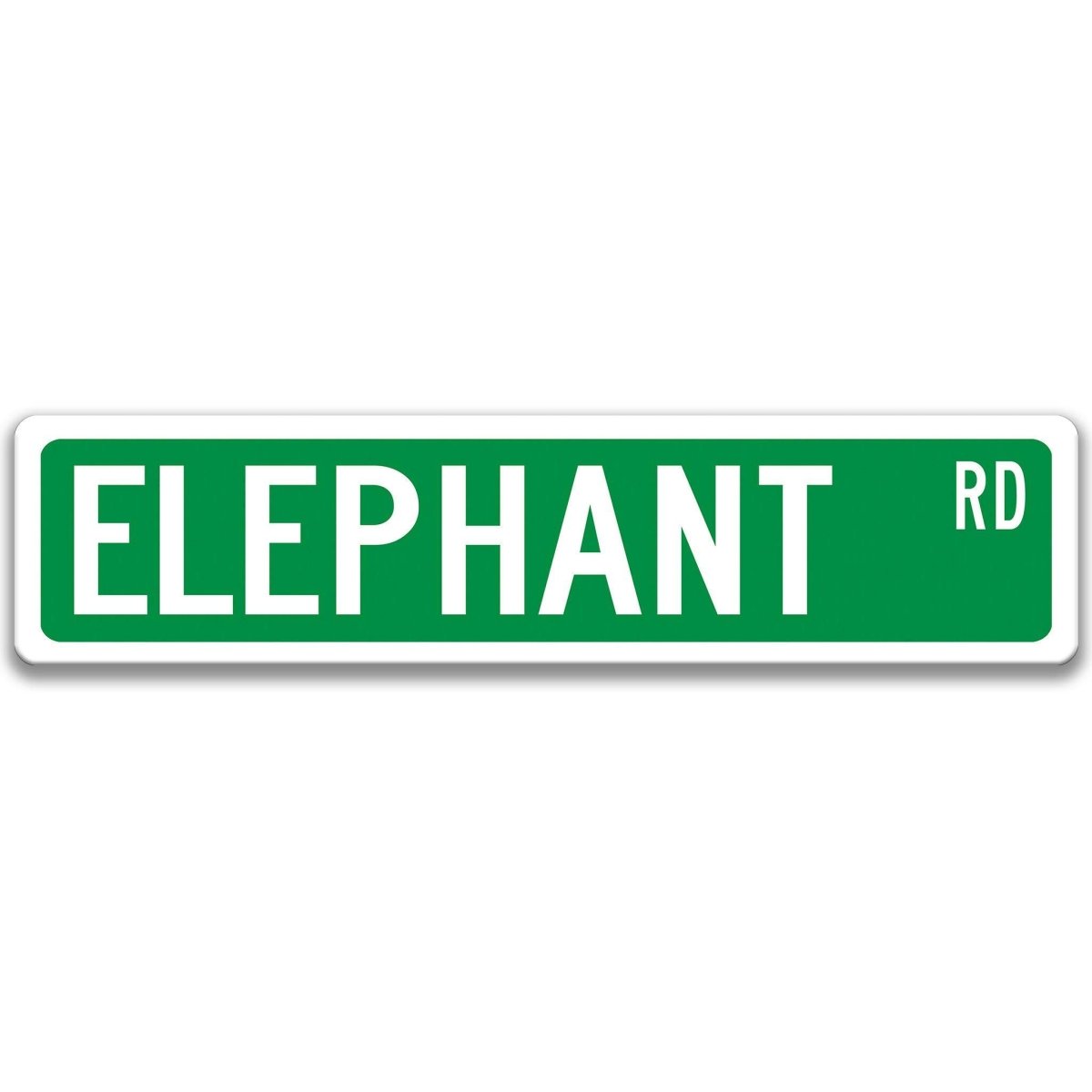 Elephant metal street sign in green background