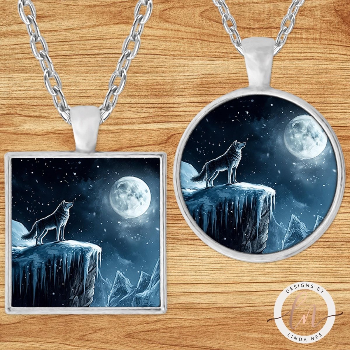 Lone Wolf Moonlight Pendant Necklace