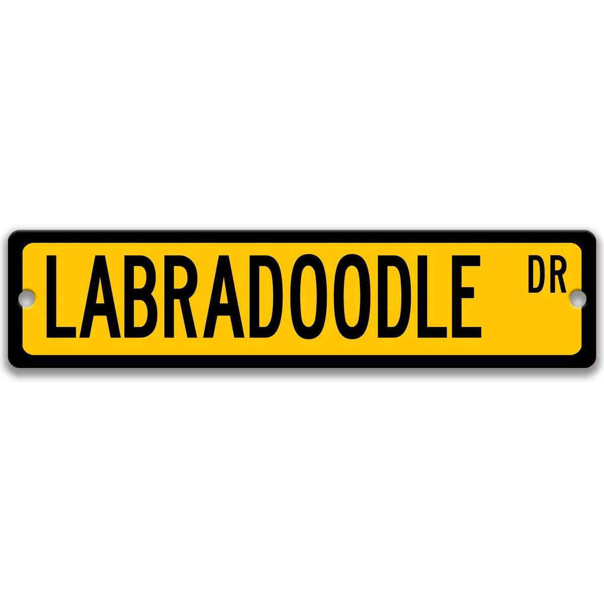 Green Labradoodle DR aluminum street sign with white lettering