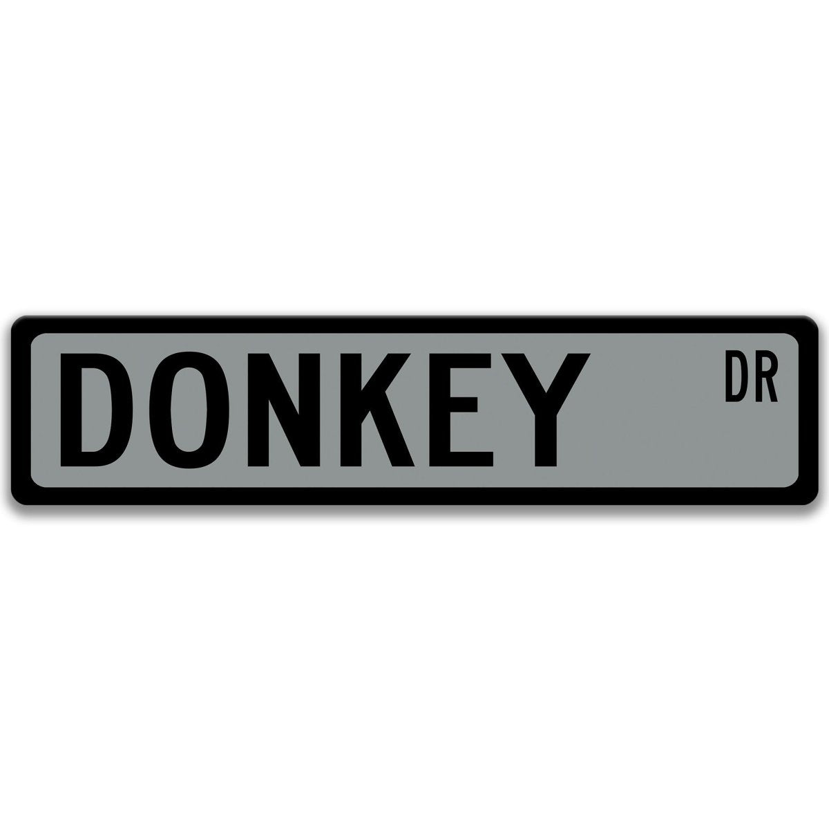 Donkey metal street sign with black donkey silhouette, customizable background color, heavy gauge aluminum