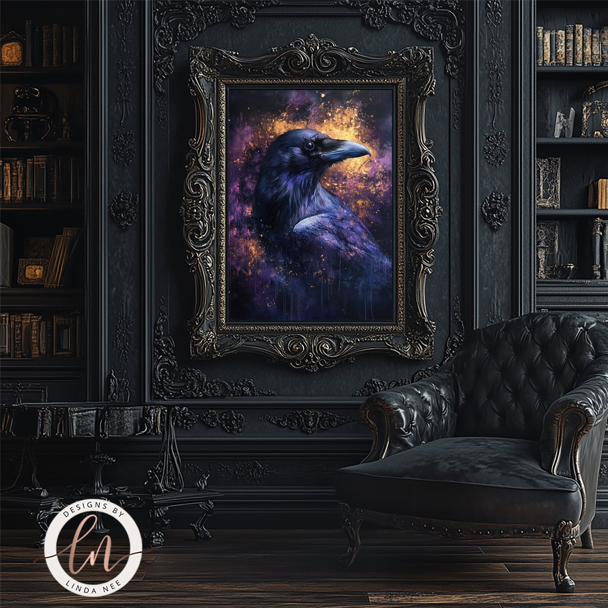 Fantasy Raven Portrait Wall Art - Metal or Paper