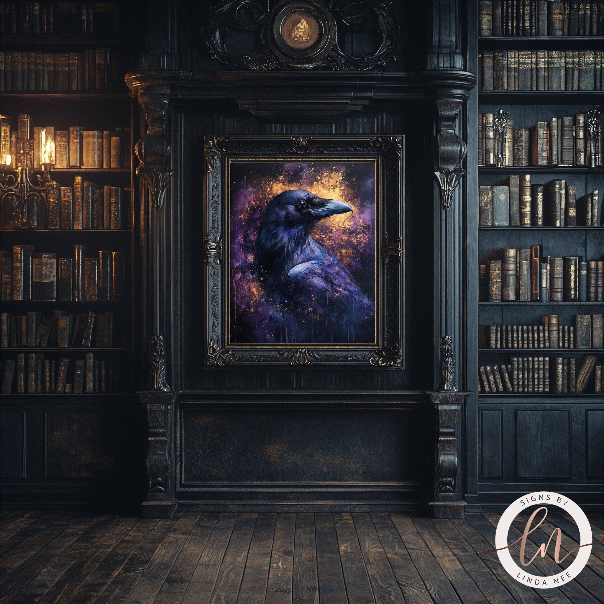 Fantasy Raven Portrait Wall Art - Metal or Paper