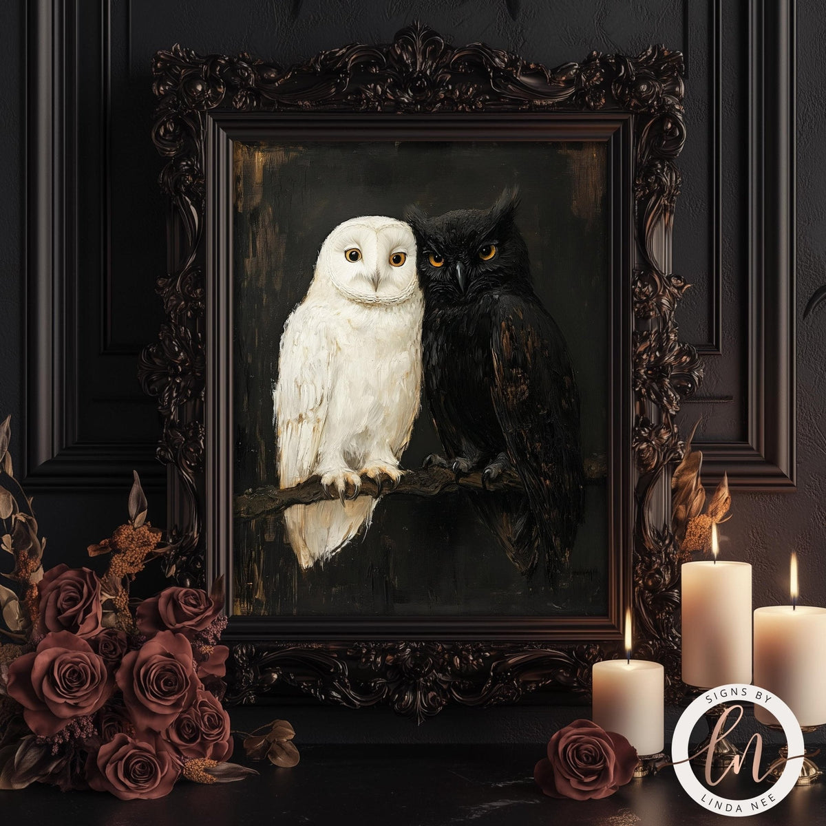 Vintage Owl Gothic Art Print